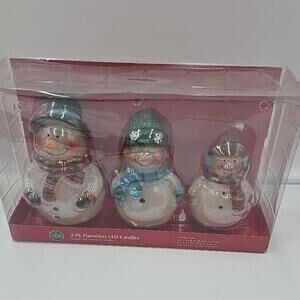 Winter Wonder lane 3 Pk Flameless LED‎ Snowman Christmas Candles